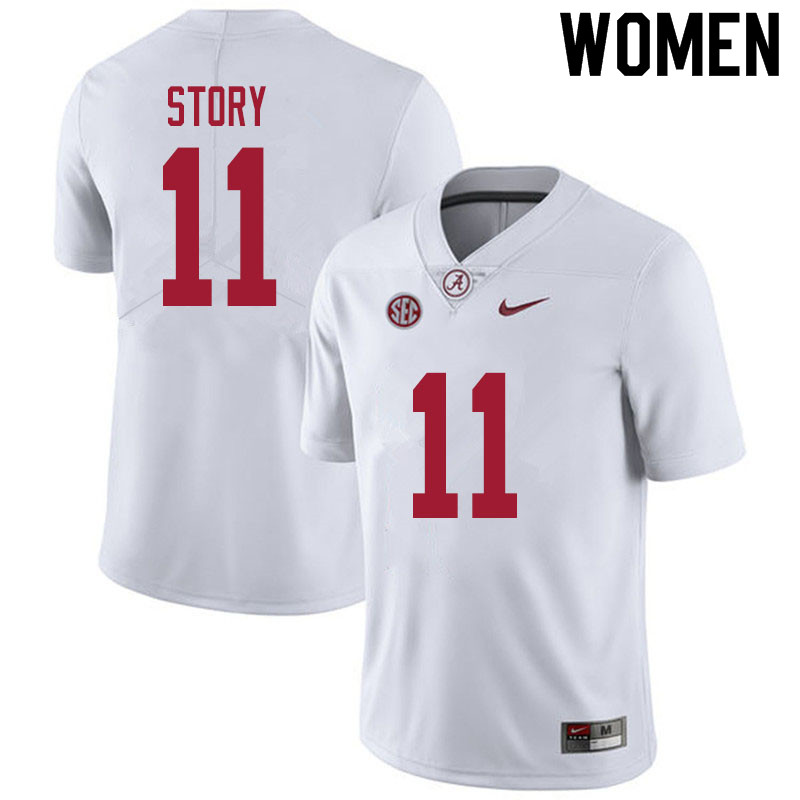 Women #11 Kristian Story Alabama White Tide College Football Jerseys Sale-White